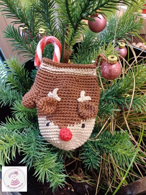 Moufle décorative pour sapin au crochet : Mon petit renne