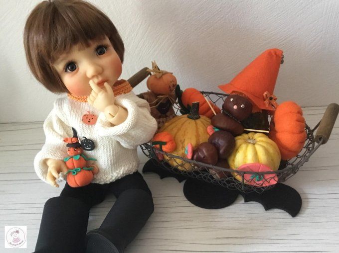 353. Citrouillette - Fiche tricot pour poupée Moppet de Meadowdoll