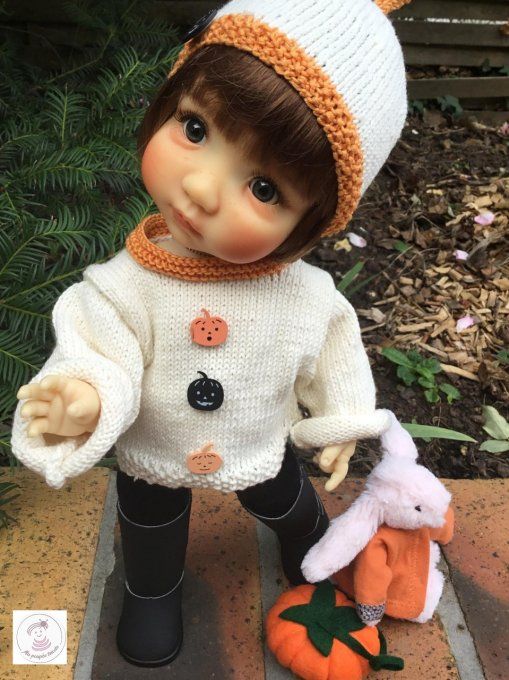 353. Citrouillette - Fiche tricot pour poupée Moppet de Meadowdoll