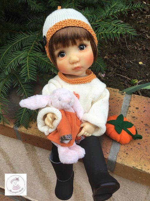353. Citrouillette - Fiche tricot pour poupée Moppet de Meadowdoll