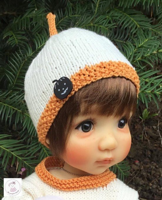 353. Citrouillette - Fiche tricot pour poupée Moppet de Meadowdoll